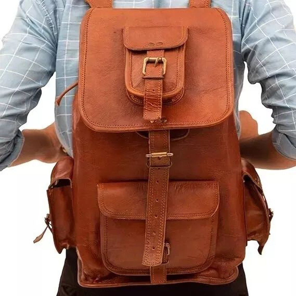NEW Satchel New Handmade Genuine Leather Backpack Bag Rucksack Travel Vintage 0