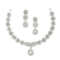 RhodiumPlated With SilverToned Floral Design White American Diamond Studded Jewellery Set 1