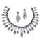 RhodiumPlated American Diamond Studded Oval  Teardrop Shaped Necklace With Earrings Jewellery Set F
