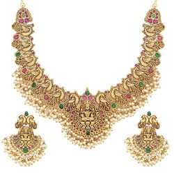 latest stylish fancy pearl choker traditional jewellery set for women | temple necklace set | festive wedding party neck