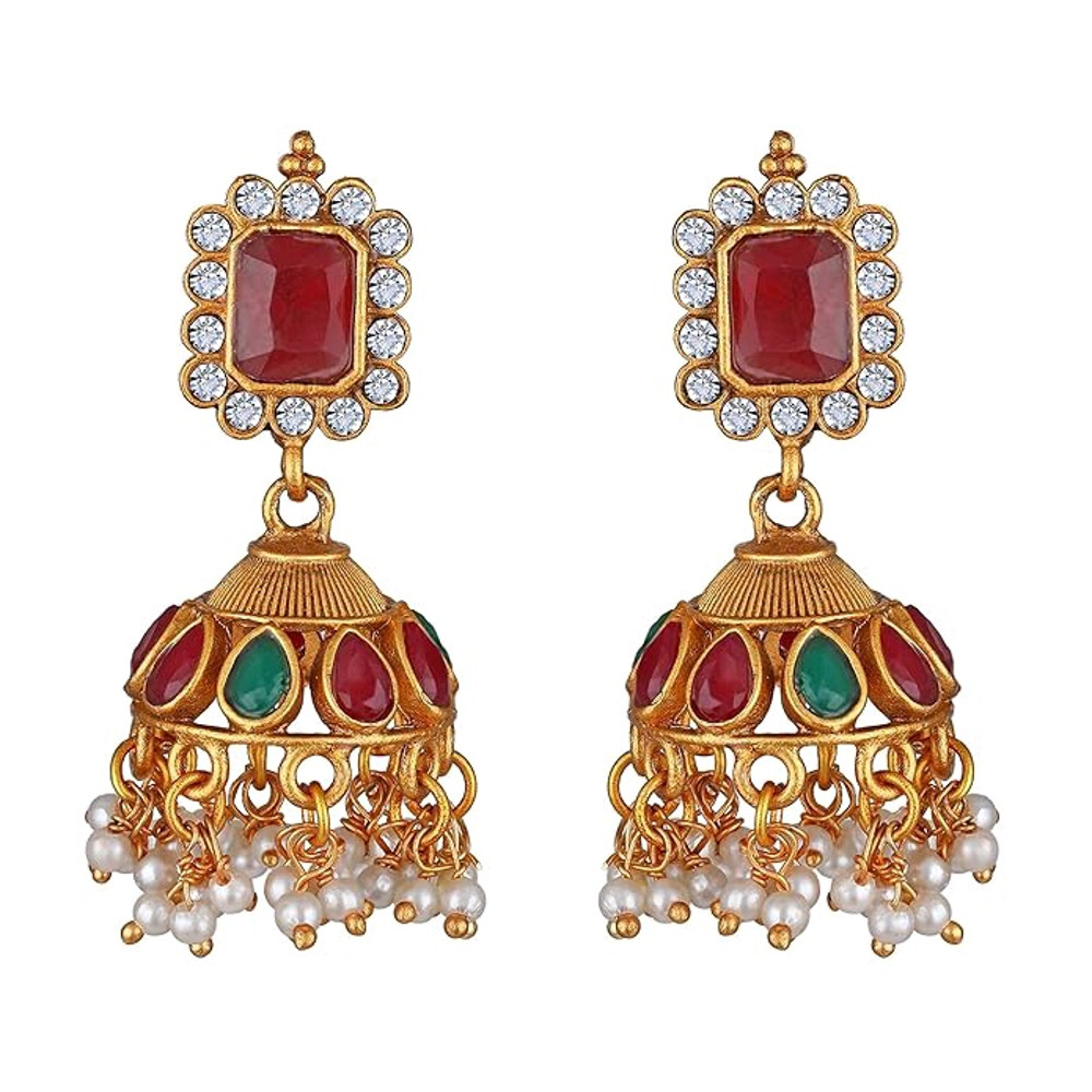 Shining Diva Fashion Latest Stylish Fancy Pearl Choker Traditional Jewellery Set For Women  Temple  6