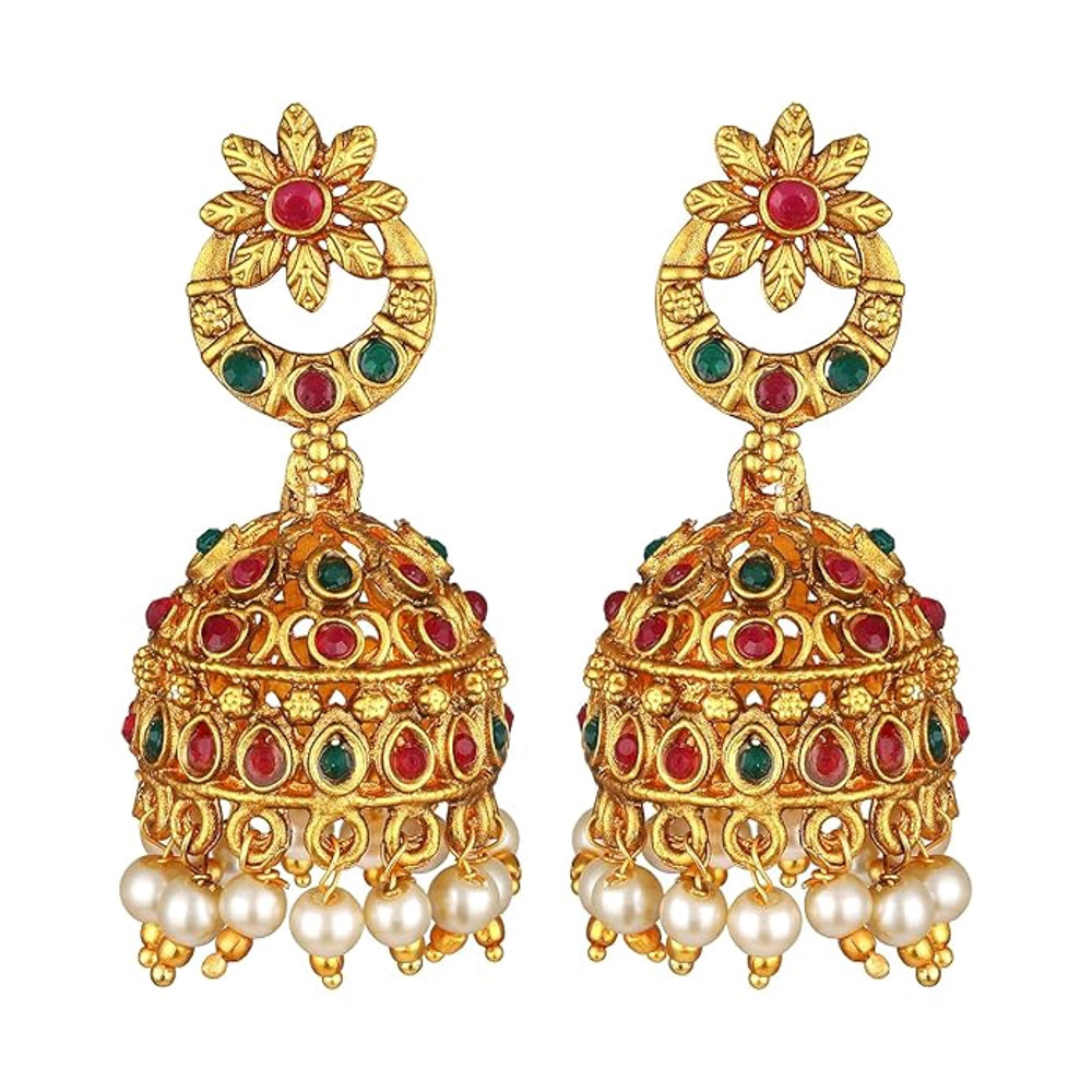 Stylish Fancy Pearl Choker Traditional Jewellery Set For Women  Temple Necklace Set  Festive Weddin 5