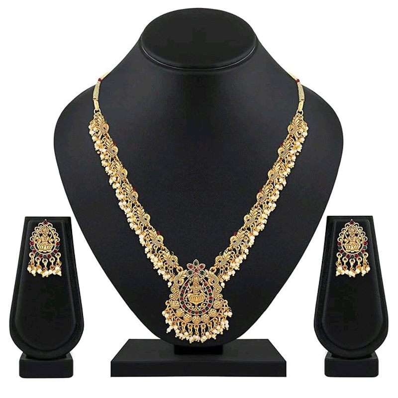 New Stylish Fancy Pearl Choker Traditional Jewellery Set For Women Temple Necklace Set Festive We 0