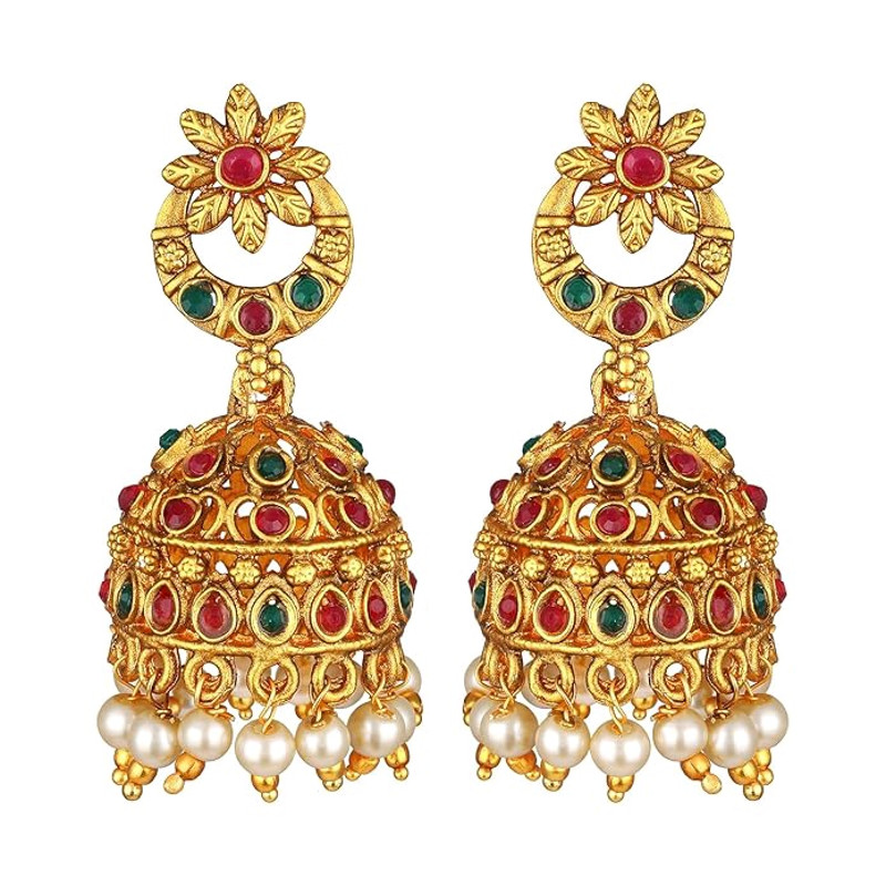 New Stylish Fancy Pearl Choker Traditional Jewellery Set For Women Temple Necklace Set Festive We 1