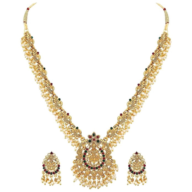 New Stylish Fancy Pearl Choker Traditional Jewellery Set For Women Temple Necklace Set Festive We 2