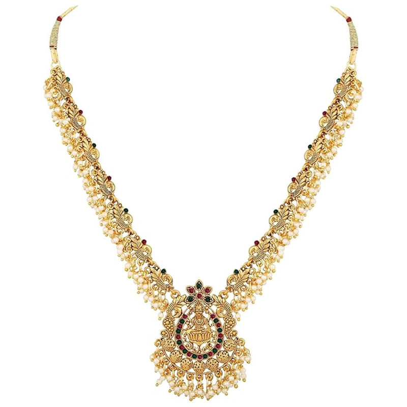 New Stylish Fancy Pearl Choker Traditional Jewellery Set For Women Temple Necklace Set Festive We 4