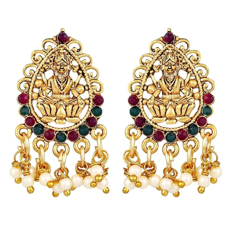 New Stylish Fancy Pearl Choker Traditional Jewellery Set For Women Temple Necklace Set Festive We 5