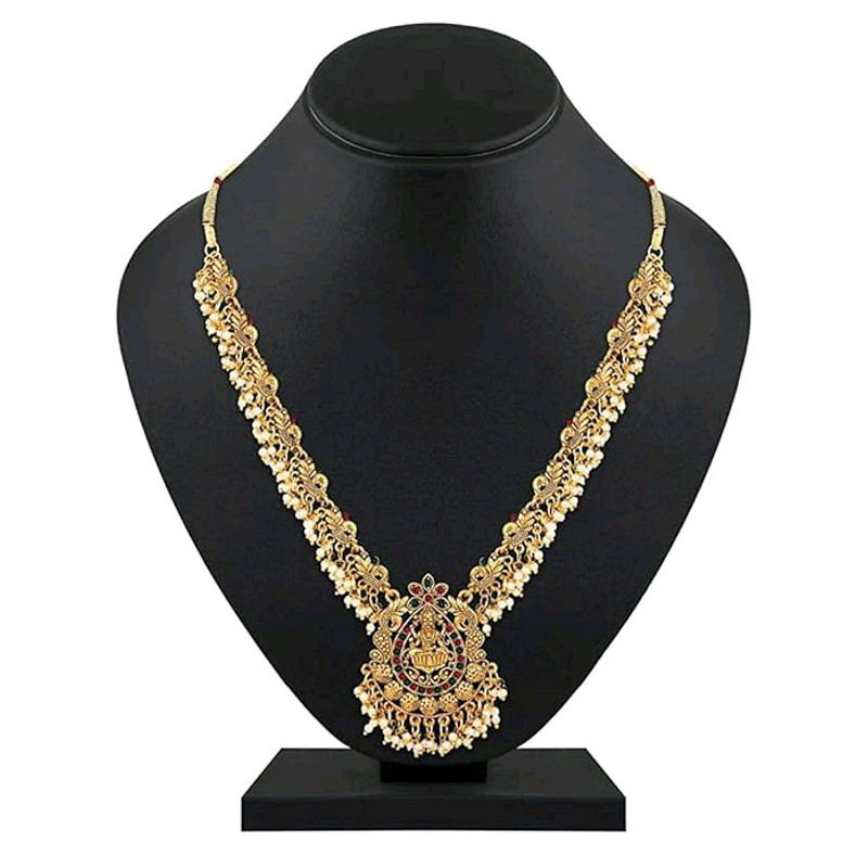 Fancy Pearl Choker Traditional Jewellery Set For Women  Temple Necklace Set  Festive Wedding Party  3