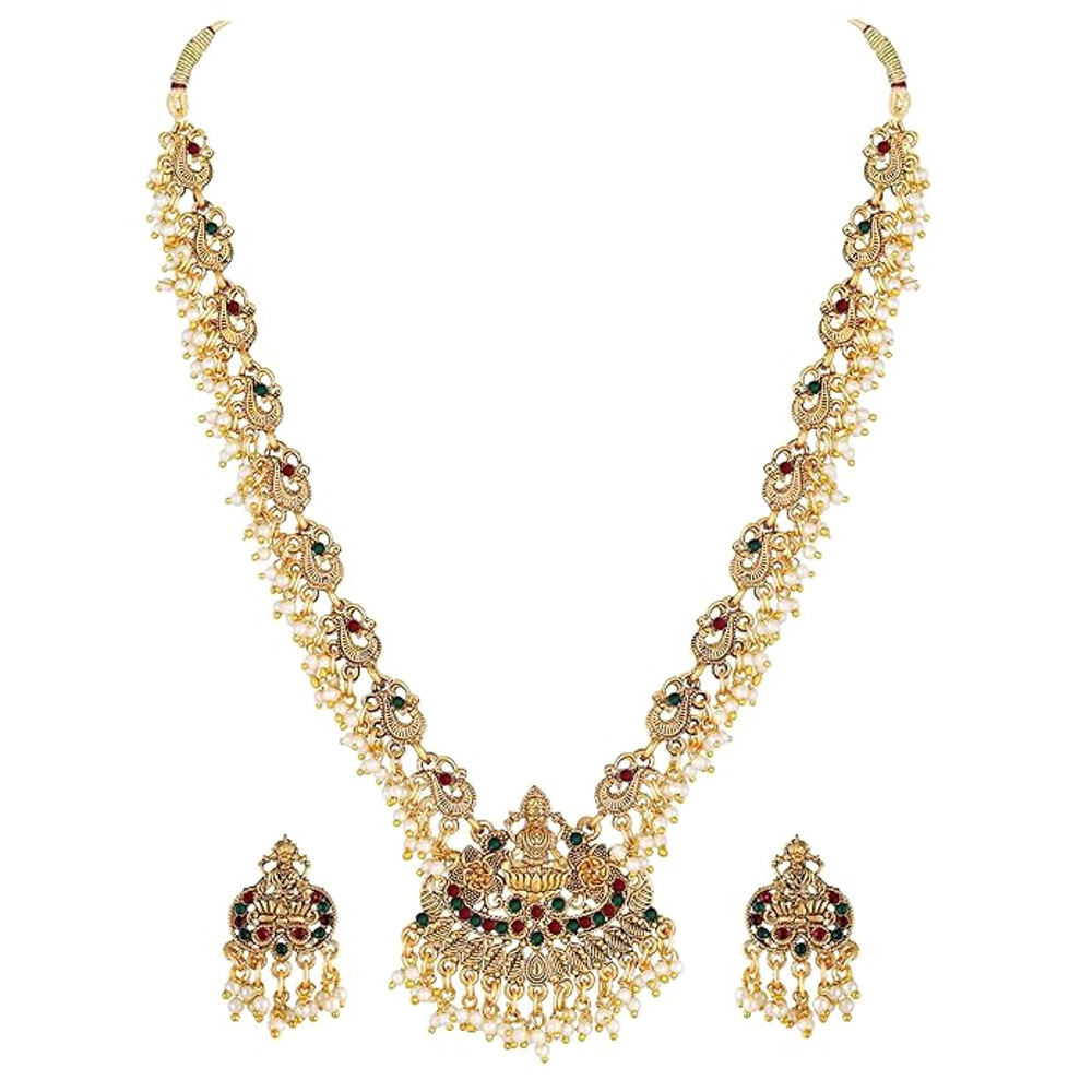 Fancy Pearl Choker Traditional Jewellery Set For Women  Temple Necklace Set  Festive Wedding Party  5