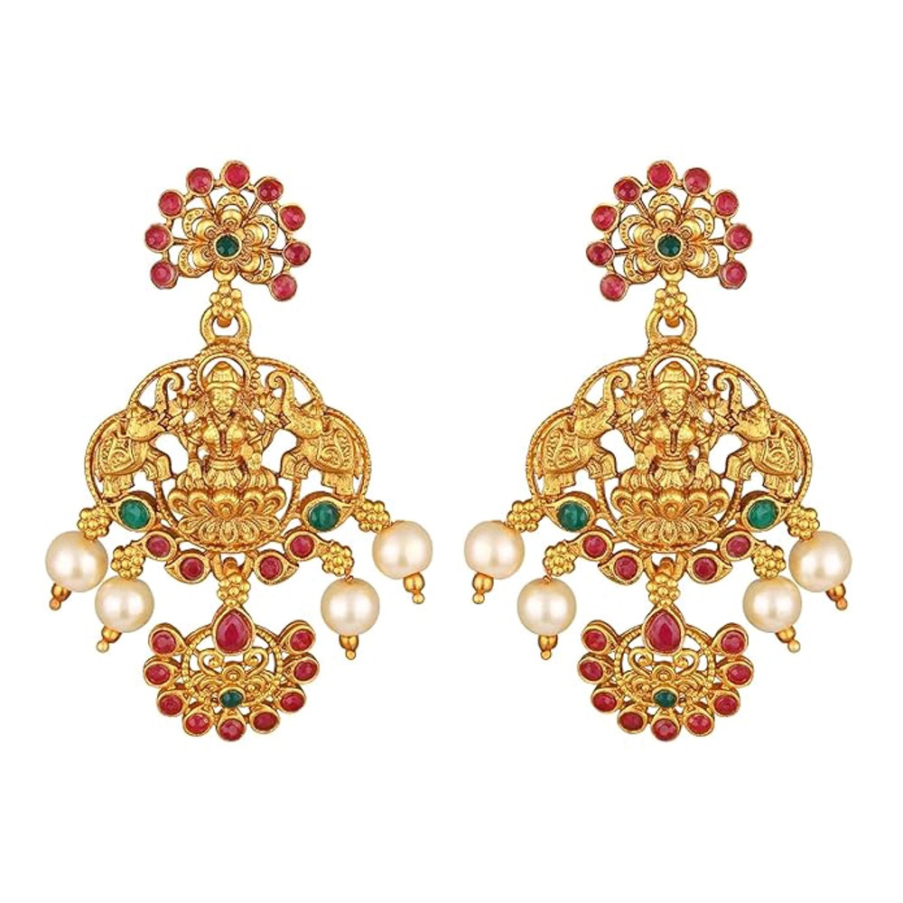 Stylish Fancy Pearl Choker Traditional Jewellery Set For Women  Temple Necklace Set  Festive Weddin 5