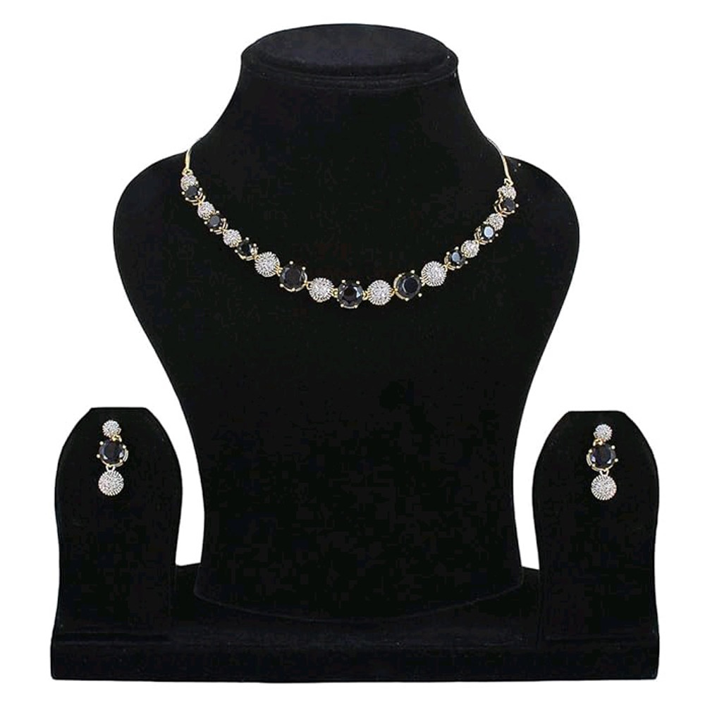 Jewellery Set For Women American Diamond Combo Of Choker Necklace Set With Earrings Bracelet And Ri 2