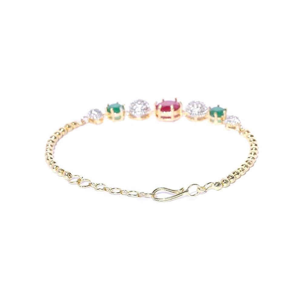 Jewellery Set For Women American Diamond Combo Of Choker Necklace Set With Earrings Bracelet And Ri 4