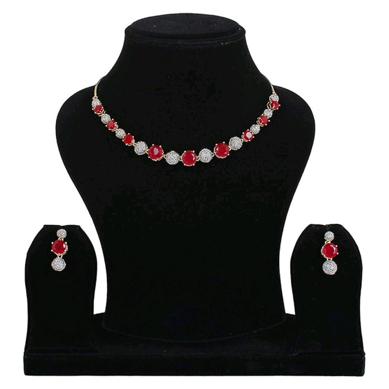 Jewellery Set For Women American Diamond Combo Of Choker Necklace Set With Earrings Bracelet And Ri 1