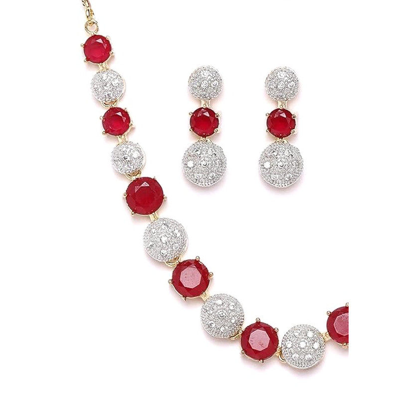 Jewellery Set For Women American Diamond Combo Of Choker Necklace Set With Earrings Bracelet And Ri 3