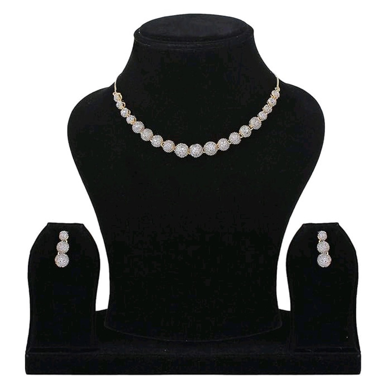 Jewellery Set For Women American Diamond Combo Of Choker Necklace Set With Earrings Bracelet And Ri 4