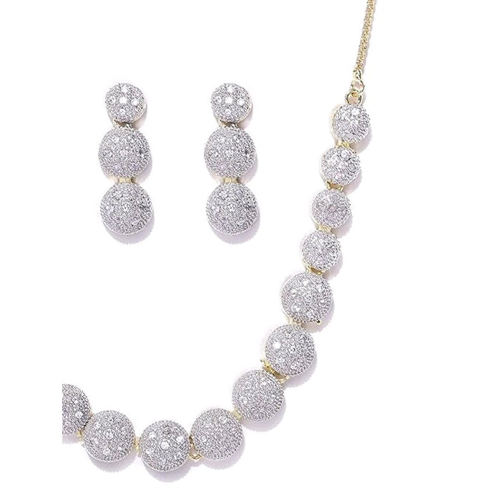 Jewellery Set For Women American Diamond Combo Of Choker Necklace Set With Earrings Bracelet And Ri 5