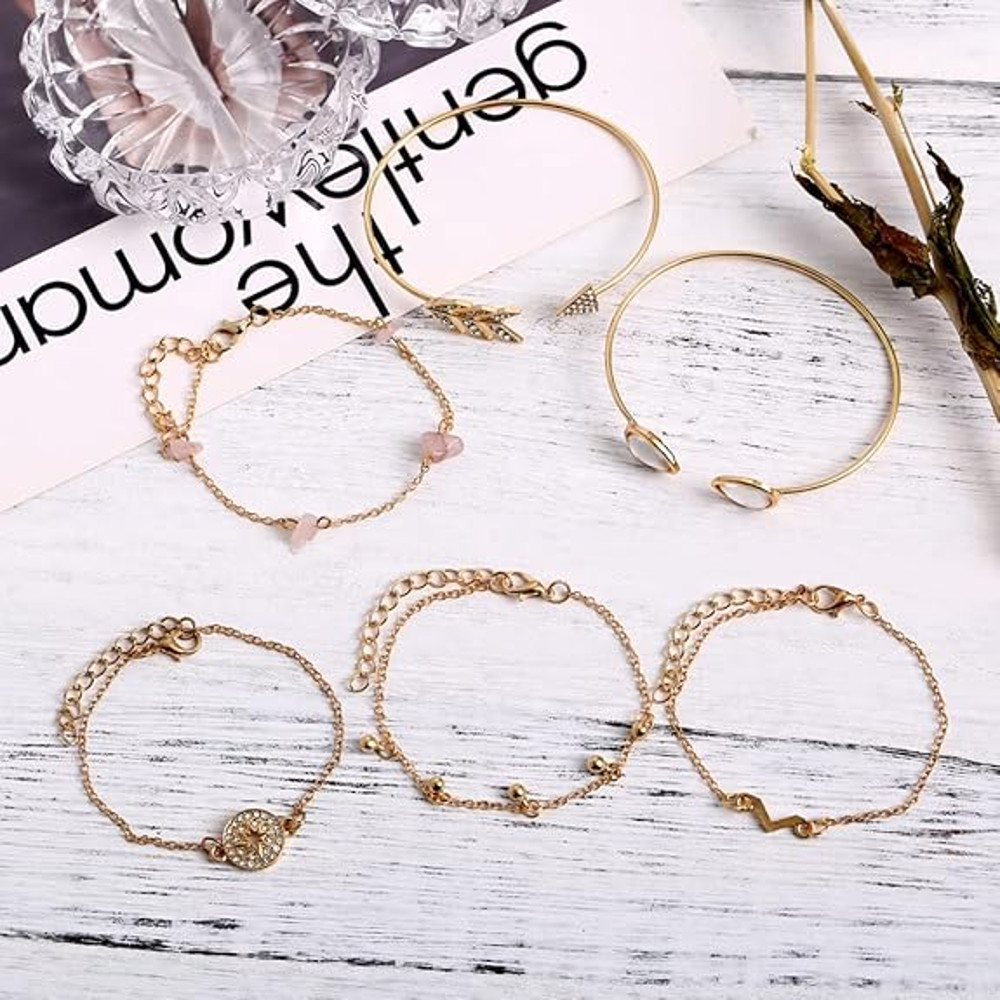Latest Stylish Multilayer Gold Plated Bangle Bracelet For Women And Girls 1