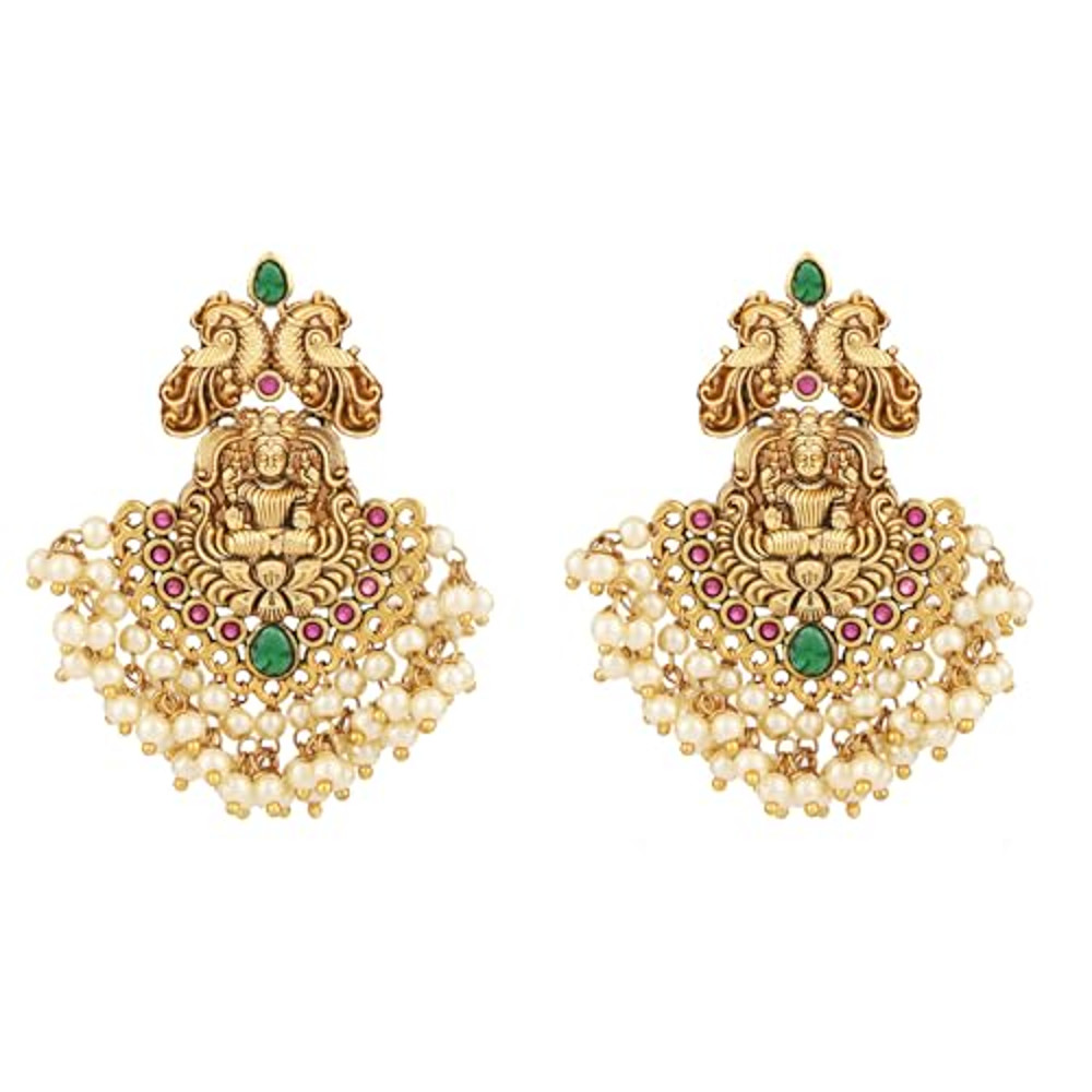 Fancy Pearl Choker Traditional Jewellery Set For WomeN Temple Necklace Set Festive Wedding Party 2