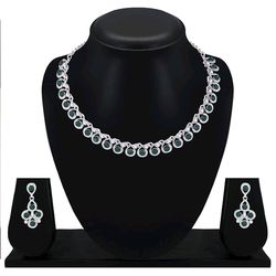 diamond/stones necklace set with earrings for women | stylish jewellery for party, wedding