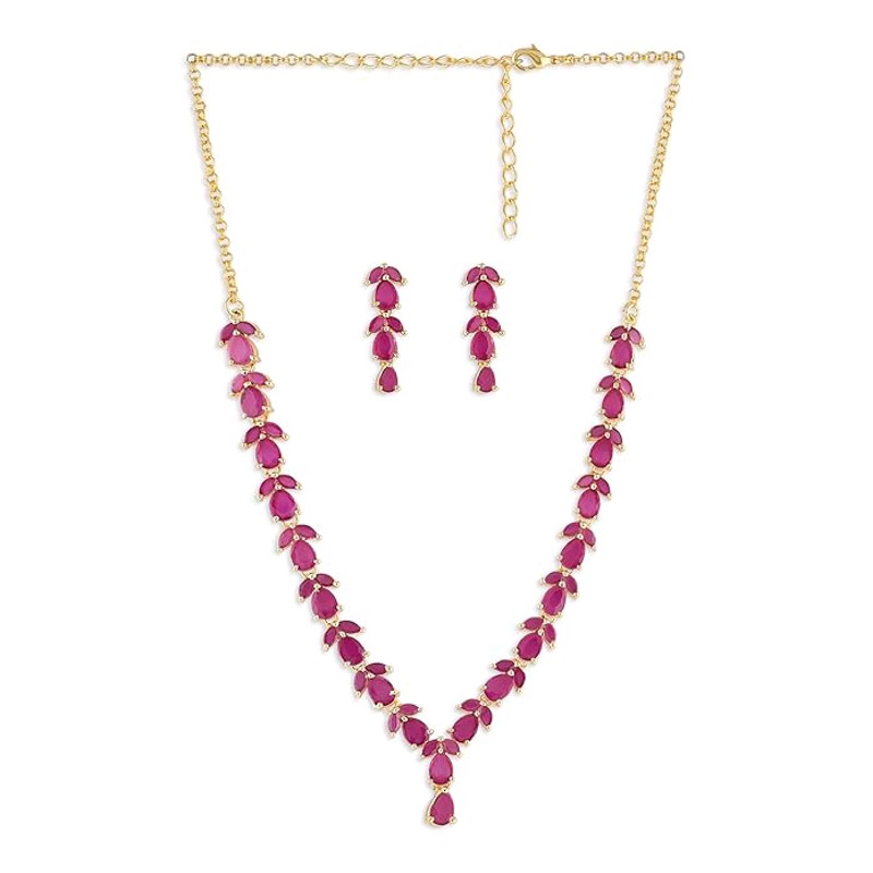 Delicate Ruby Necklace Set For Women 0
