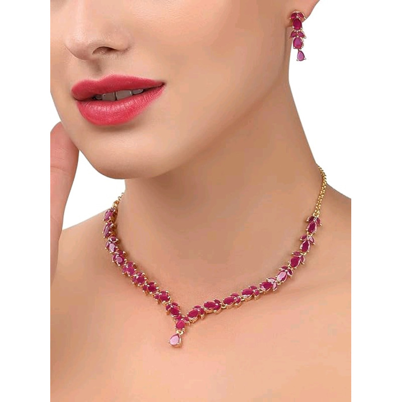Delicate Ruby Necklace Set For Women 1