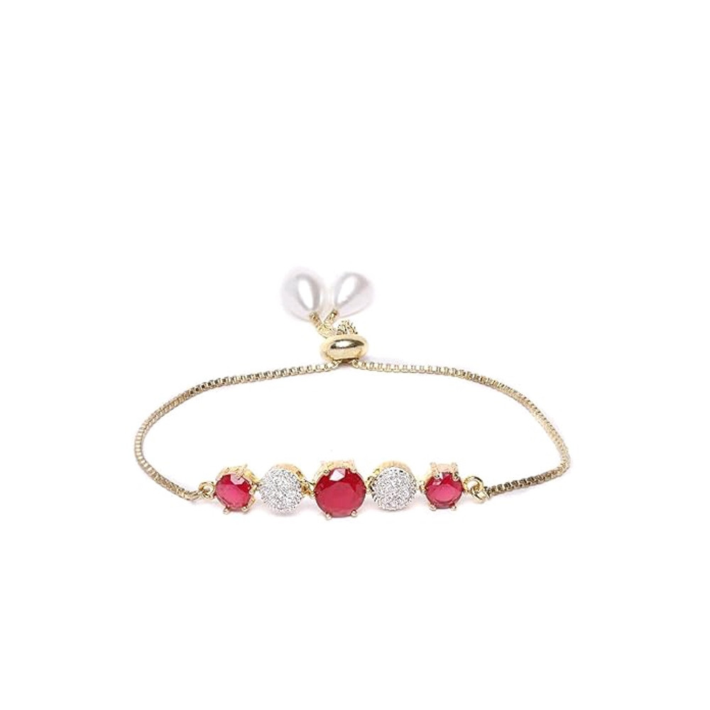 American Diamond Combo Of Choker Necklace Set With Earrings Bracelet And Ring For Girls And Women 3