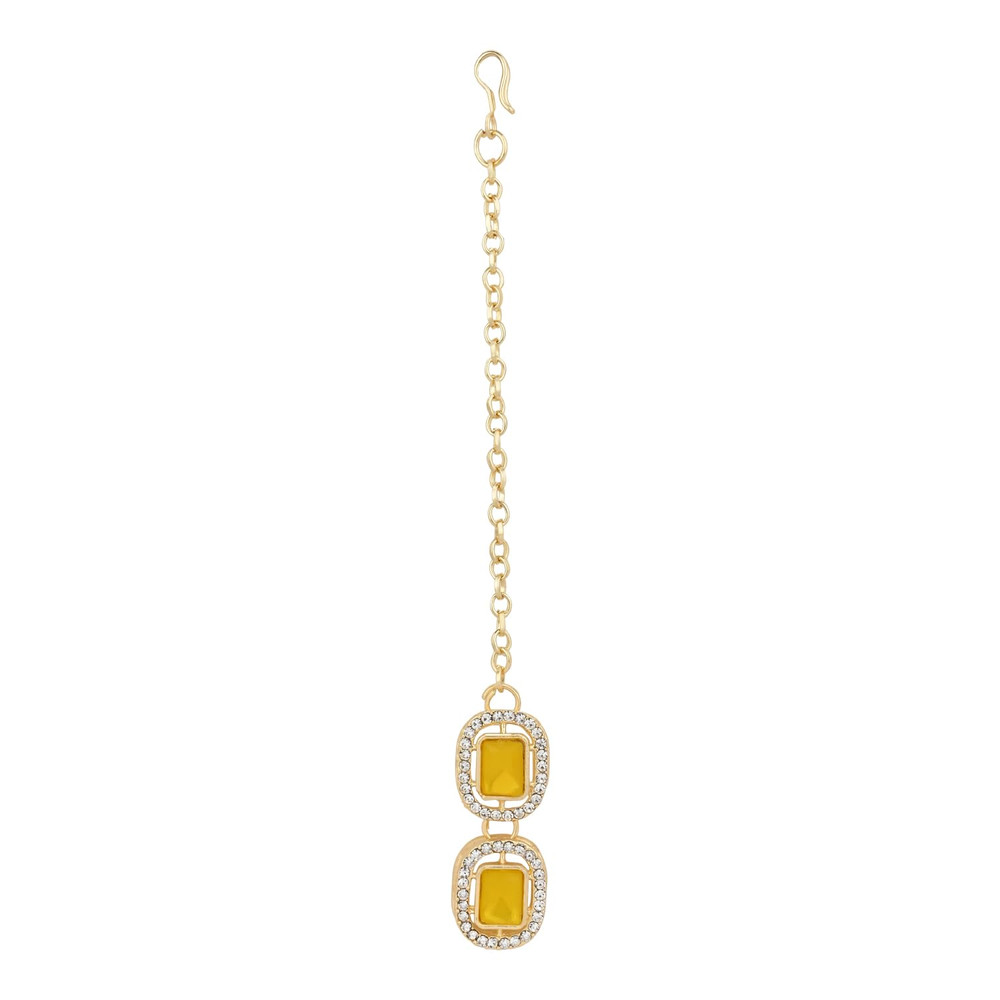 Traditional Stone Valentine Special Necklace With Earring  Maang Tikka Set For Women Jewelry Sets 2