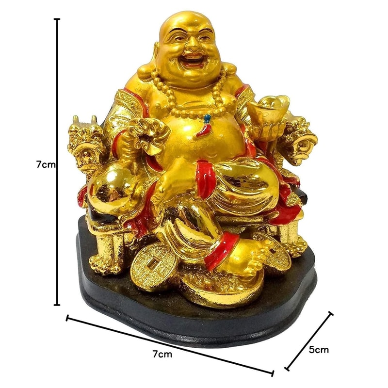 Feng Shui Laughing Buddha Sitting On Chair Ingot Standard Multi Color 1