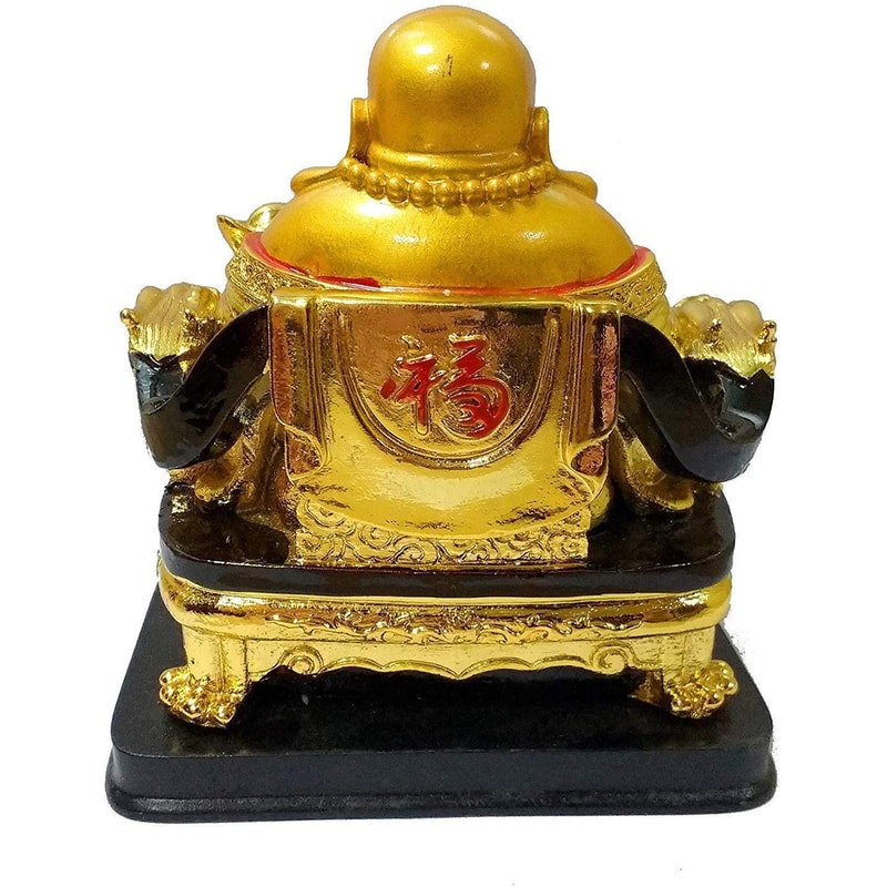 Feng Shui Laughing Buddha Sitting On Chair Ingot Standard Multi Color 3