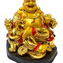 feng shui laughing buddha sitting on chair ingot (standard multi color)