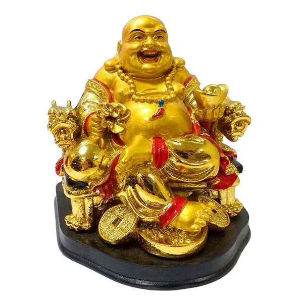 Feng Shui Laughing Buddha Sitting On Chair Ingot Standard Multi Color 0