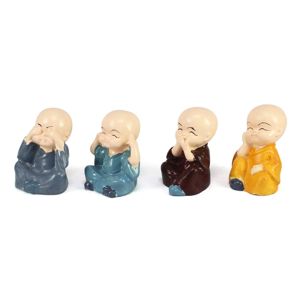 Colorful 4 Monks Buddha Figurines For Home Decor Office Decor Chrismas Decor Diwali Decor Vaastu D 3