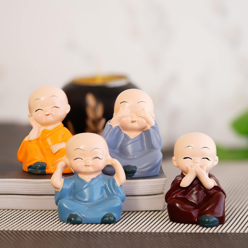 Colorful 4 Monks Buddha Figurines For Home Decor Office Decor Chrismas Decor Diwali Decor Vaastu D 0