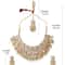 Gold Tone Kundan Choker Necklace Earring Maangtikka Ring Set For Women 4