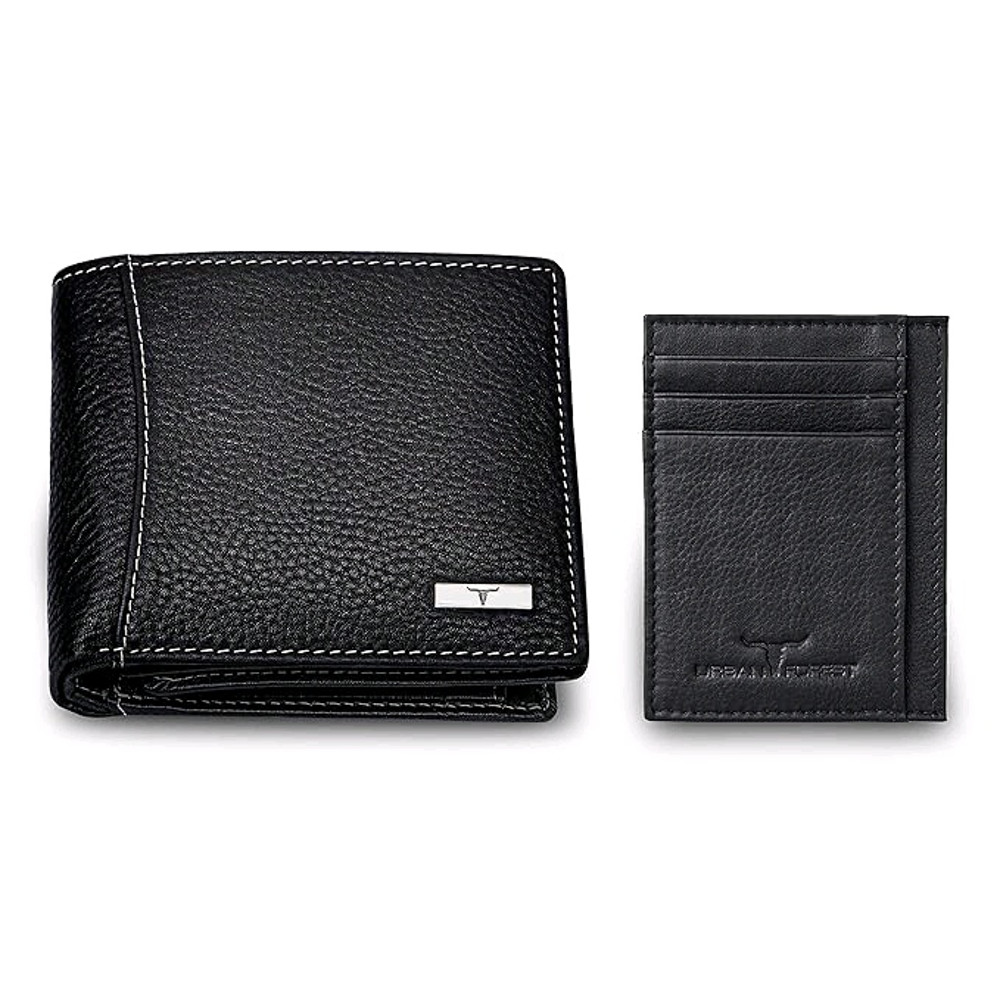 Oliver Black Leather Wallet Card Holder Set For Men 0