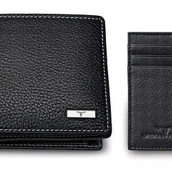 Oliver Black Leather Wallet & Card Holder Set for Men