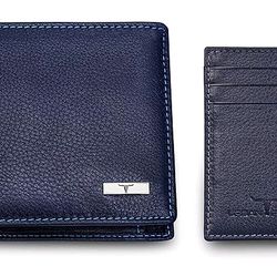 Oliver Blue Leather Wallet & Blue Card Holder Set for Men