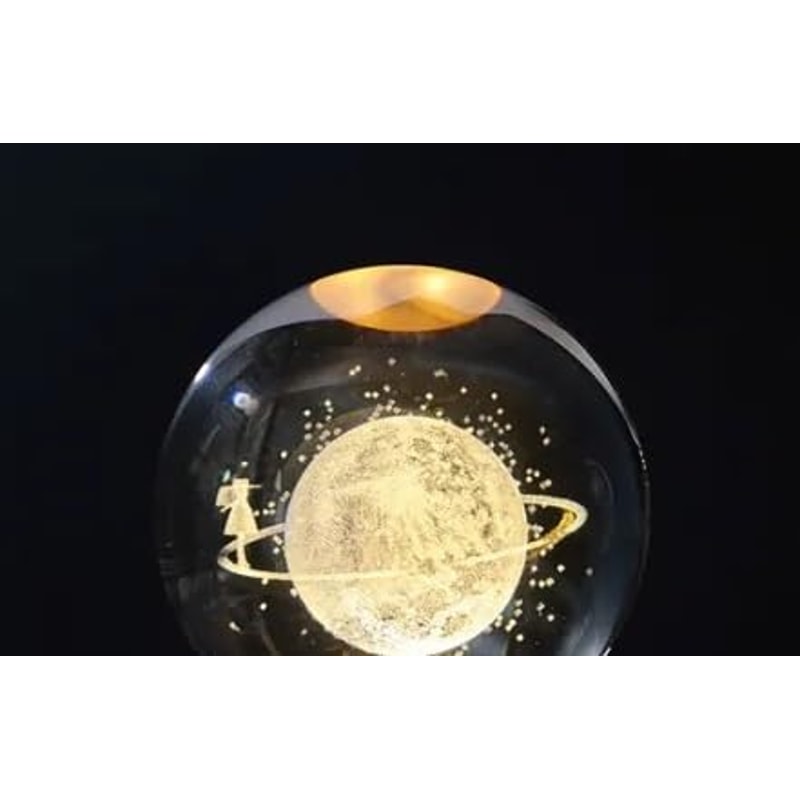 Big Moon Fairy 3D Crystal Ball Night Light With Wooden Base LED USB Table Lamp For Kids Teens And 3