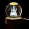 Goddess Laxmi Ji Crystal Ball Night Light 24 Inch Glass Ball Night LED Lamp Woodern Base Perfect Fo 1