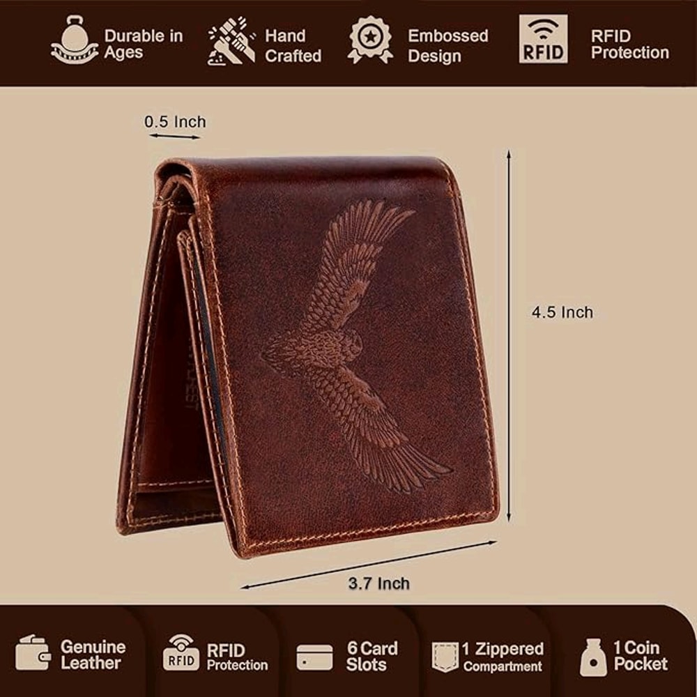 Zeus Caramel Brown Leather Wallet For Men 4