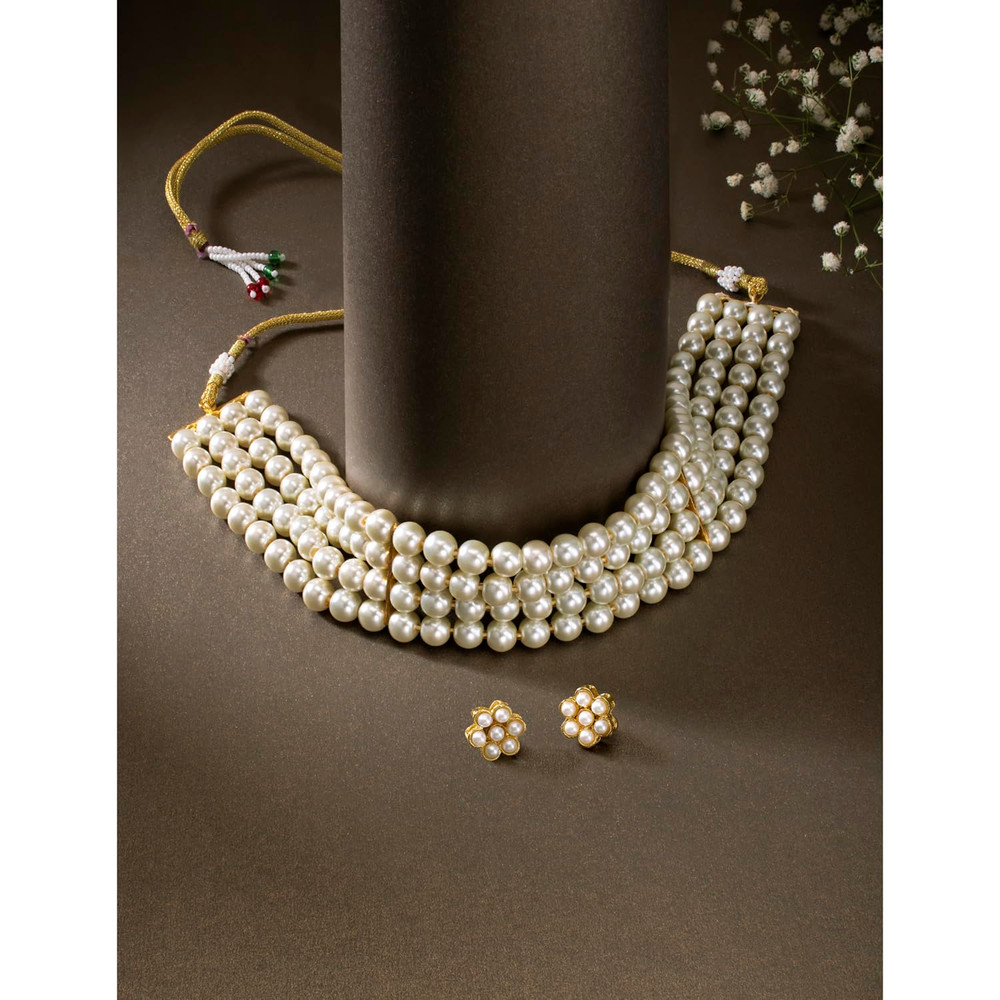 New Faux Pearl Necklace  Jewelry Set Gift For Women 3