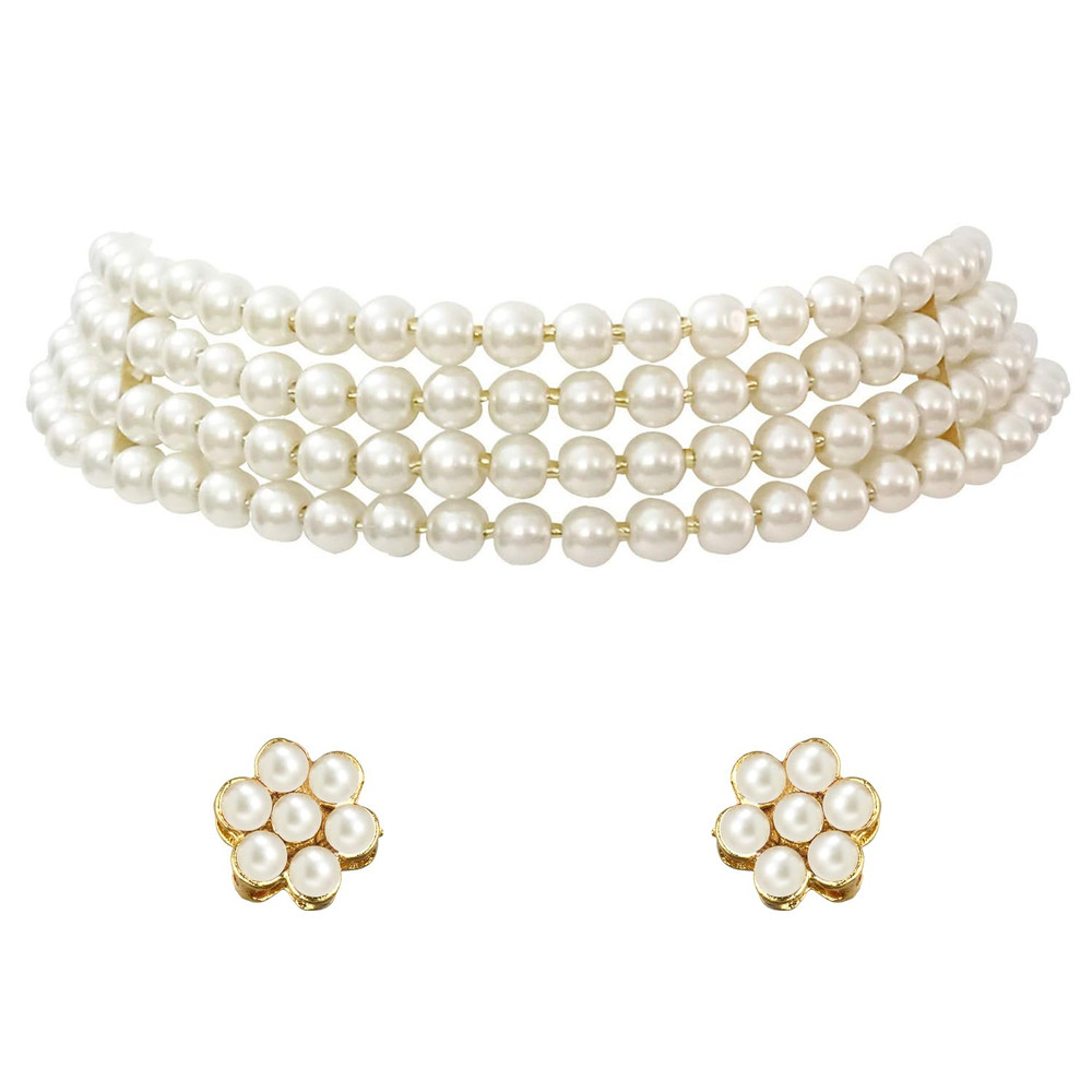 New Faux Pearl Necklace  Jewelry Set Gift For Women 4