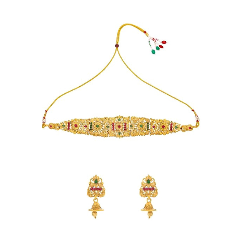 Jewellery Set For Women Ethnic Temple Jewellery Set Gold Plated Jewelry Set Traditional Long Haram 1