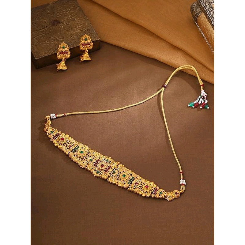 Jewellery Set For Women Ethnic Temple Jewellery Set Gold Plated Jewelry Set Traditional Long Haram 2