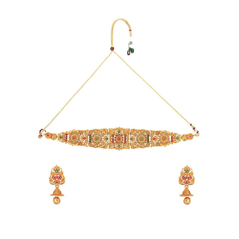 Jewellery Set For Women Ethnic Temple Jewellery Set Gold Plated Jewelry Set Traditional Long Haram 3
