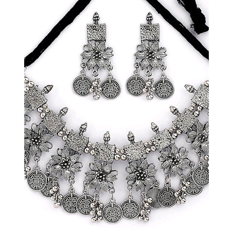 Latest Stylish Fancy Oxidized Traditional Oxidised Choker Necklace Jewellery Set For Women And Gift 2