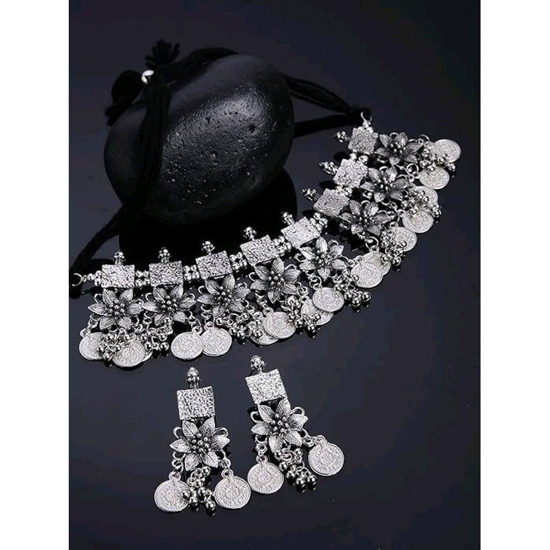 Latest Stylish Fancy Oxidized Traditional Oxidised Choker Necklace Jewellery Set For Women And Gift 4