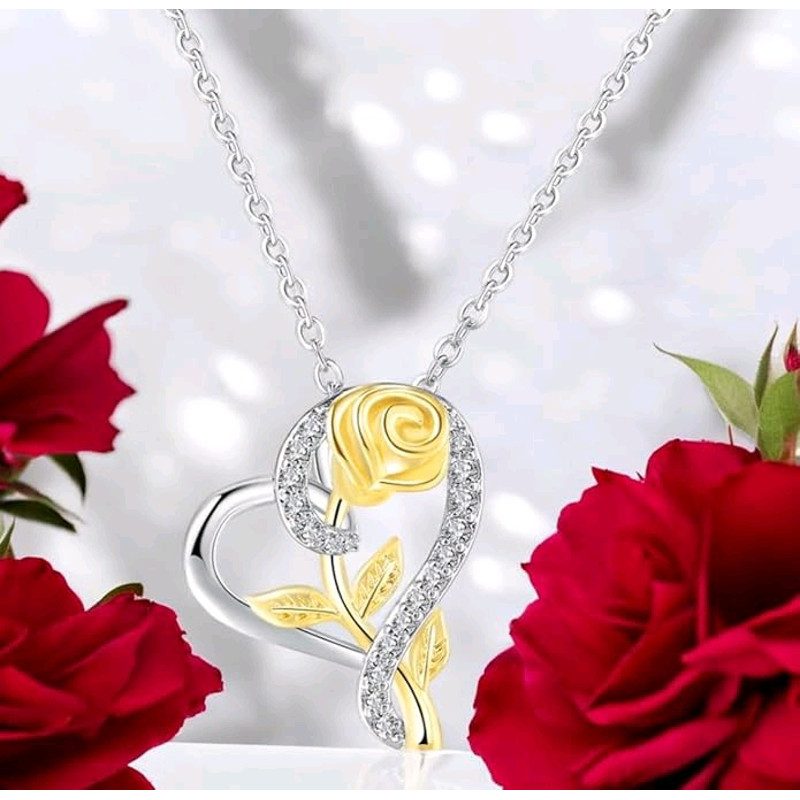 Pendent Set For Women Heart Shaped Pendant With Rose Design 0