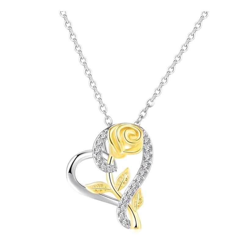 Pendent Set For Women Heart Shaped Pendant With Rose Design 3
