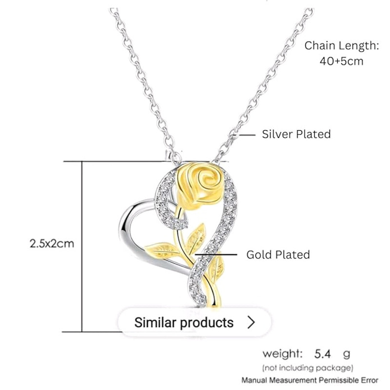 Pendent Set For Women Heart Shaped Pendant With Rose Design 5